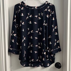 Women's Van Heusen Navy Bird Print Blouse